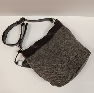 ELLINGTON Wool Tweed & Italian Leather Shoulder Tote Bag